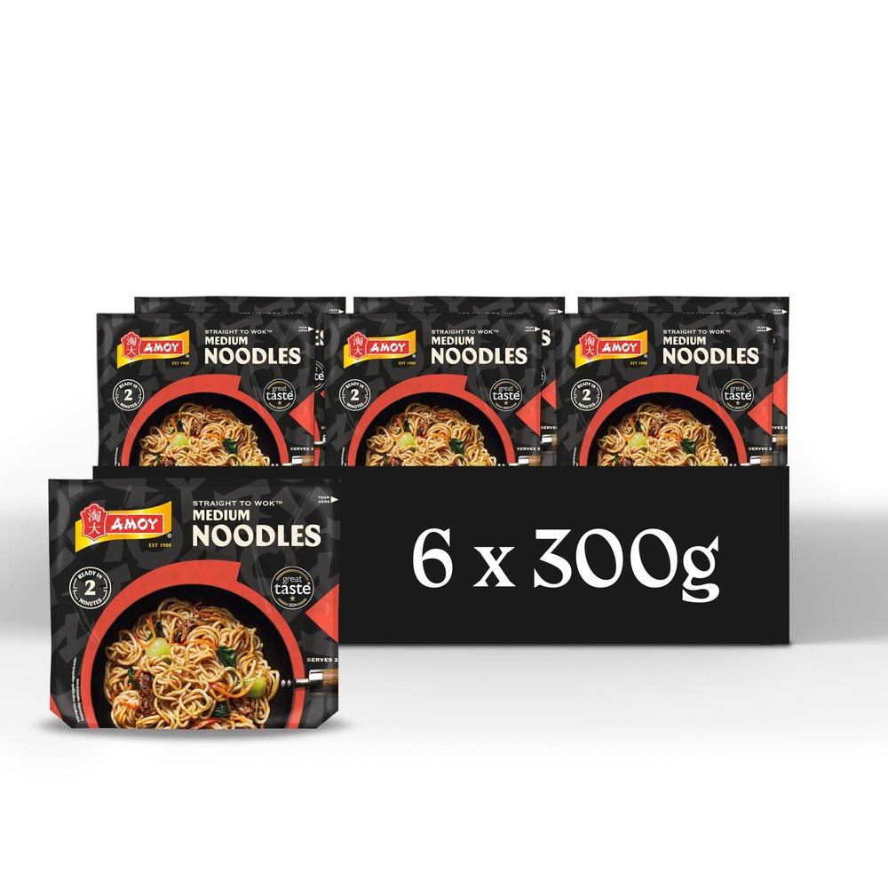 Amoy Straight to Wok Medium Noodles 6x300g