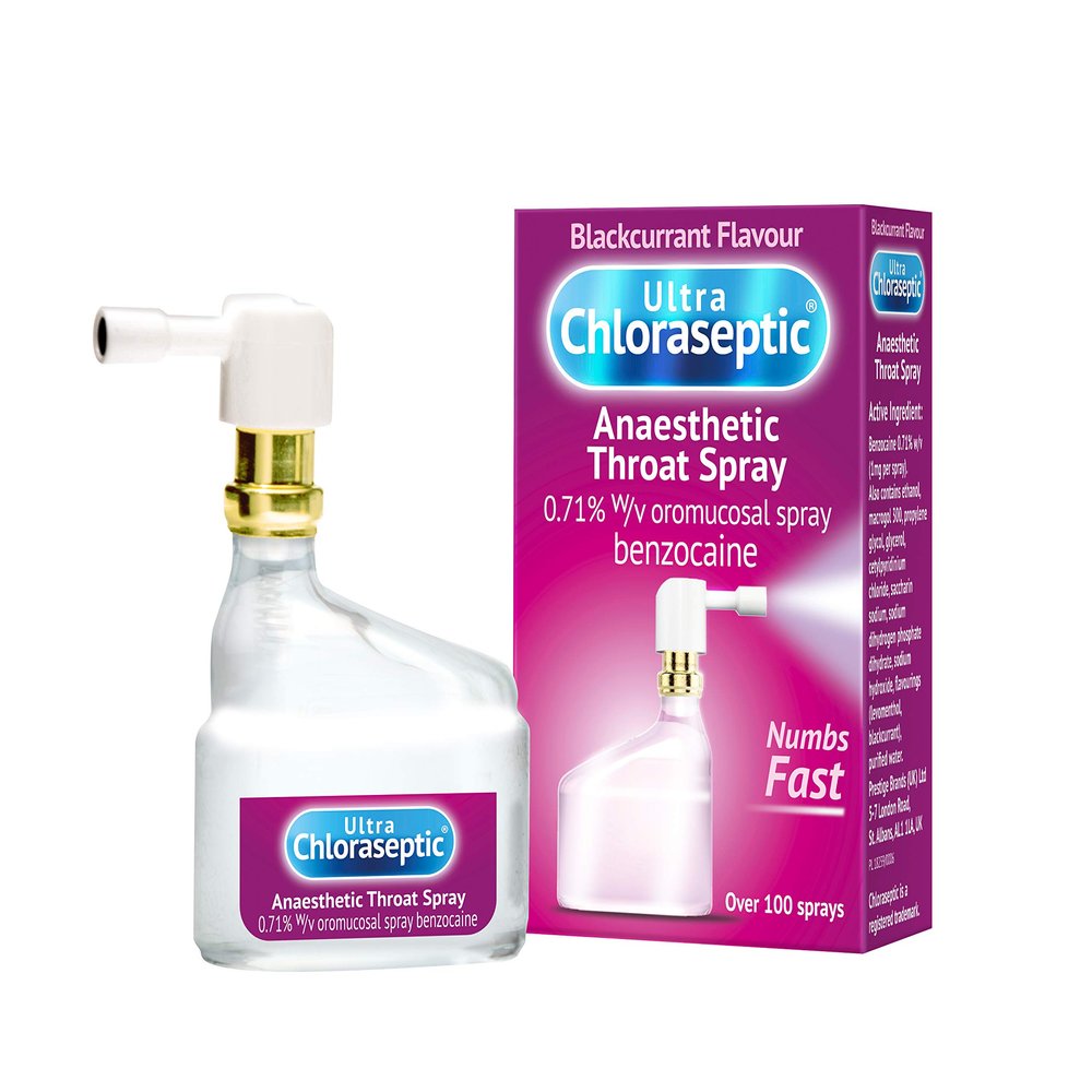 Ultra Chloraseptic Anaesthetic Throat Spray, 15ml, Blackcurrant Flavour, fast acting relief for sore throat pain