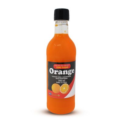 Zero Sugar Orange Soda Syrup Concentrate 500 ml - Make 12.5 Litres of Sugar-Free Soft Drink by Adding Flavouring to Carbonated Sparkling Fizzy Water