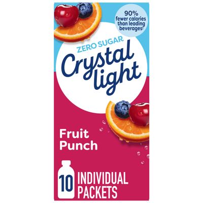 CRYSTAL LIGHT FRUIT PUNCH DRINK MIX ON THE GO 10 PACKET BOX AMERICAN