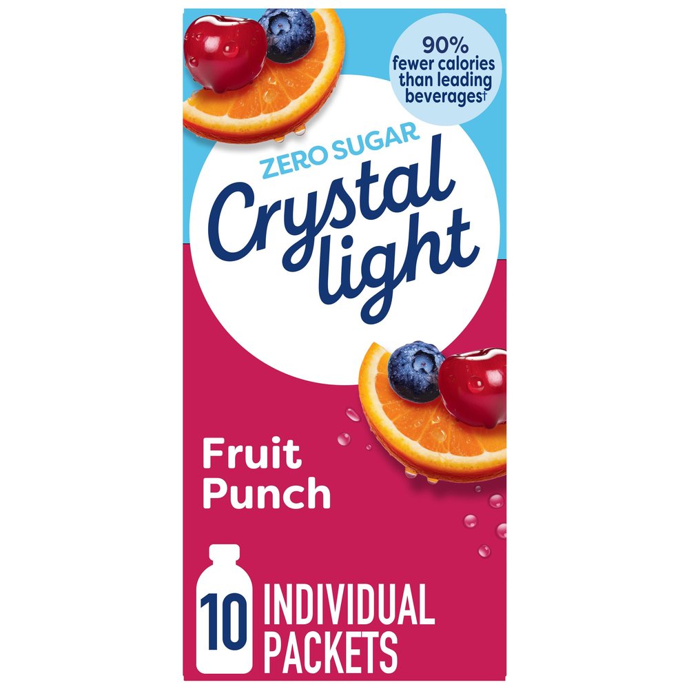 CRYSTAL LIGHT FRUIT PUNCH DRINK MIX ON THE GO 10 PACKET BOX AMERICAN