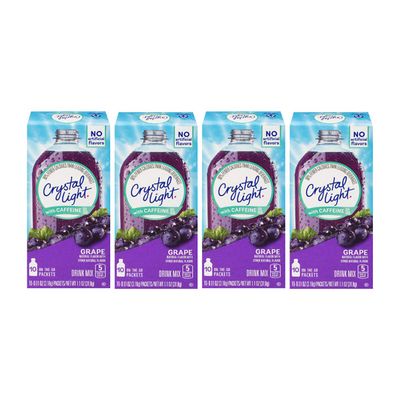Crystal Light On The Go Energy Grape, 10-Packet Boxes (Pack Of 4)