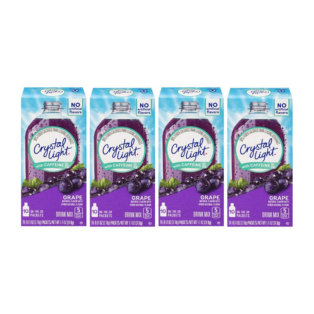 Crystal Light On The Go Energy Grape, 10-Packet Boxes (Pack Of 4)