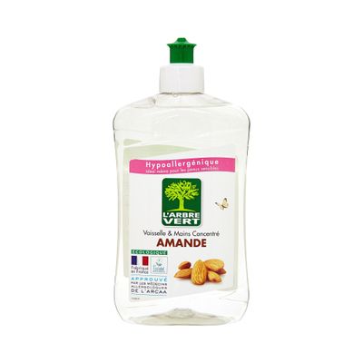 L'Arbre Vert Washing-Up Liquid, Almond, 500 ml, Pack of 3