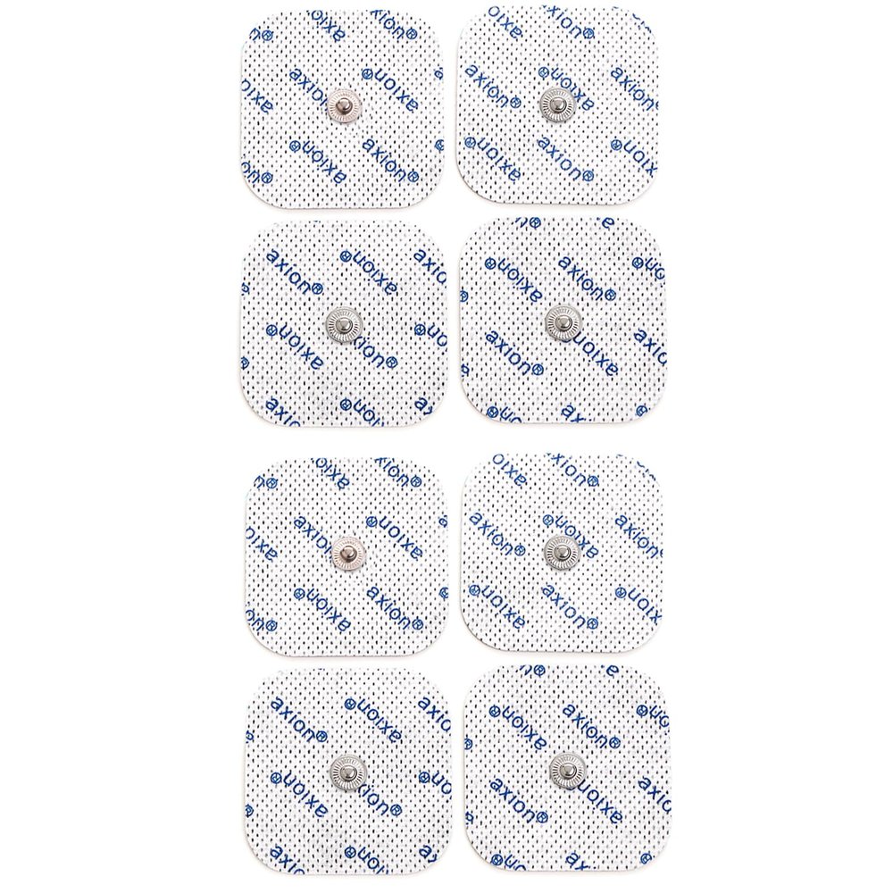8 axion electrodes compatible with SANITAS & BEURER devices - 45x45 mm - TENS & EMS pads for electrostimulation machines - 3.5mm snap button