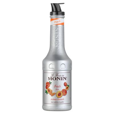 MONIN Peach Fruit Mix Puree 1L for Cocktails, Smoothies and Mocktails. Vegan-Friendly, Allergen-Free, 100% Natural Flavours and Colourings. 2-in-1 Peach Puree and Sugar Syrup Hybrid