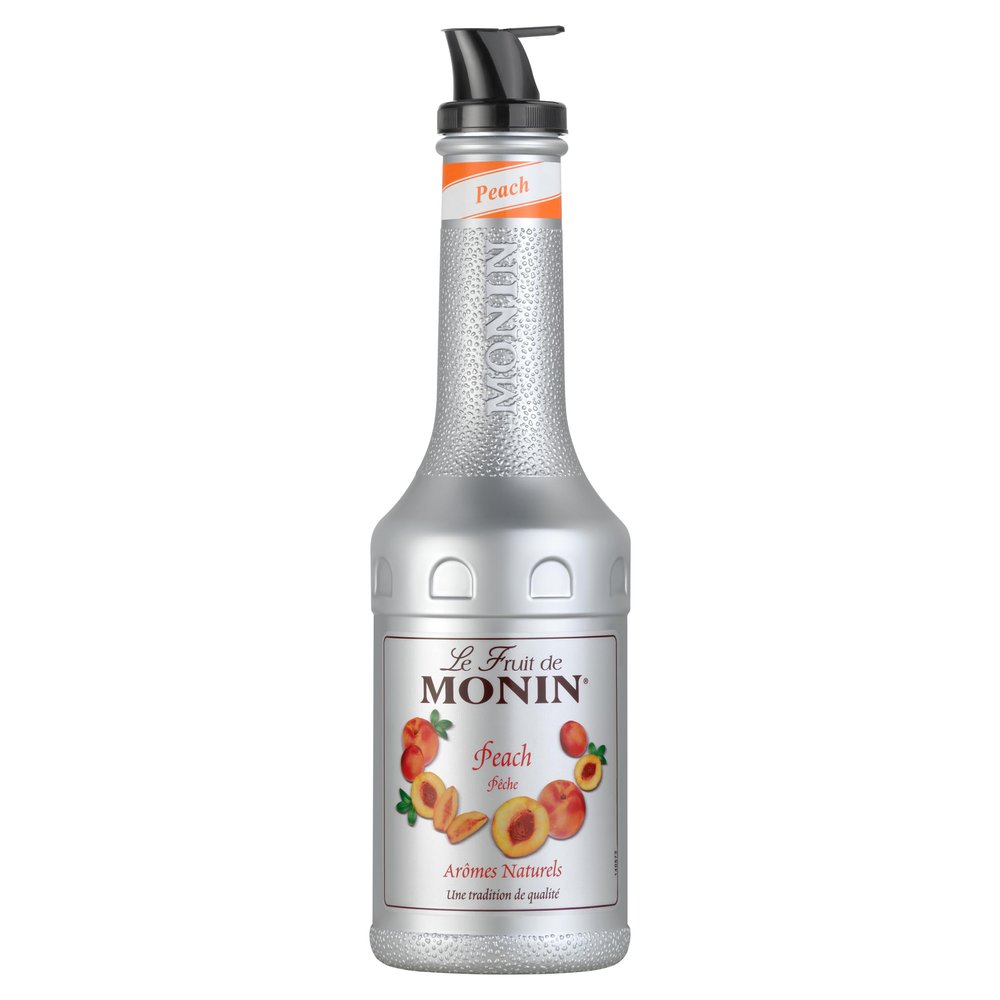 MONIN Peach Fruit Mix Puree 1L for Cocktails, Smoothies and Mocktails. Vegan-Friendly, Allergen-Free, 100% Natural Flavours and Colourings. 2-in-1 Peach Puree and Sugar Syrup Hybrid