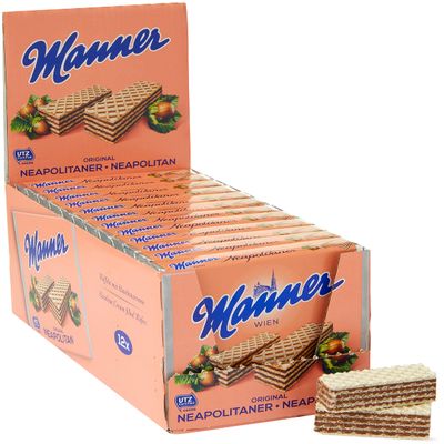 manner Original Neapolitaner Wafers 75 g, Nuts (Pack of 12) 900 gram