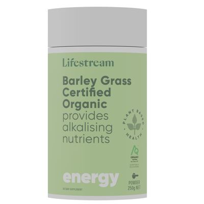 Lifestream Barley Grass Powder Premium Certified Organic Superfood Rich in Chlorophyll for Alkalising Detox Immune and Digestive Support Vegan Friendly 250 Grams