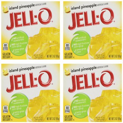 Jell-O Gelatin Dessert, Island Pineapple, 3Ounce Boxes (Pack of 4)