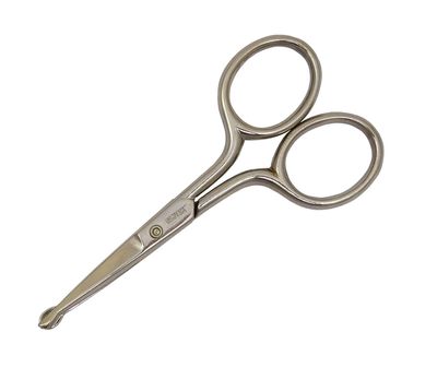 Nose Hair Scissors Baby Scissors - BS Doppelkopf - 9.5 cm - Black - Straight and Round 3 cm Cutting Edge