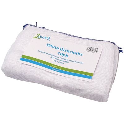 2Work Dishcloth 300 x 400 mm White (Pack of 10) 100212