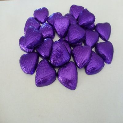 PURPLE FOIL CHOCOLATE LOVE HEARTS WEDDING FAVOURS X60