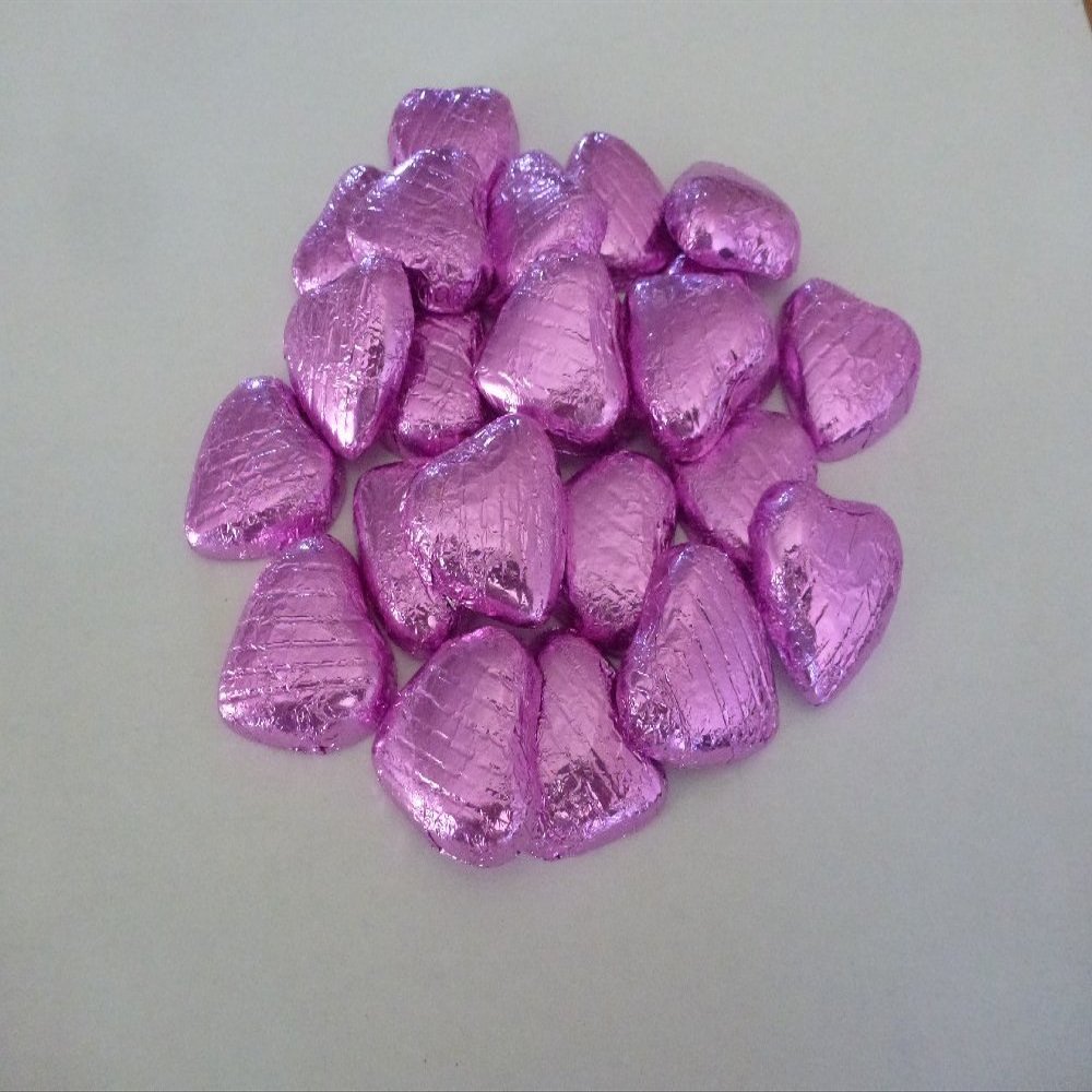 PINK FOIL CHOCOLATE LOVE HEARTS WEDDING FAVOURS X30