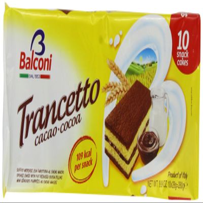 Balconi Trancetto Cacao Cake Bars 28 g (Pack of 15, 10 Pieces Each)