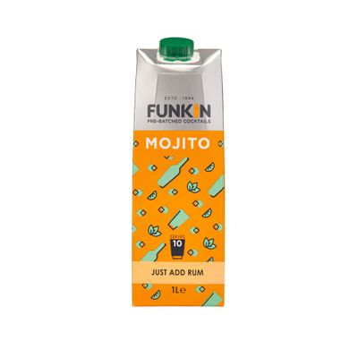FUNKIN Cocktails Mojito Pre Mixed Cocktail Mixer| Just Add Rum | Refreshing & Minty Flavour | 0% ABV | Premium Ingredients for Bar-Quality Drinks | Perfect for Parties | 1 Litre, Pack of 6