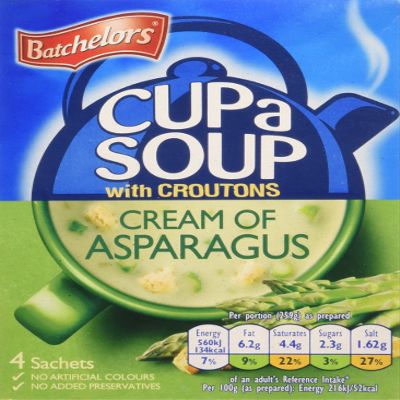Batchelors Cup a Soup with Croutons Cream of Asparagus 4 Sachets 117 g (Pack of 9)
