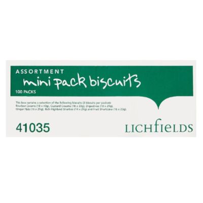 Lichfields Assortment Mini Pack Biscuits 100 Packs x Case of 1