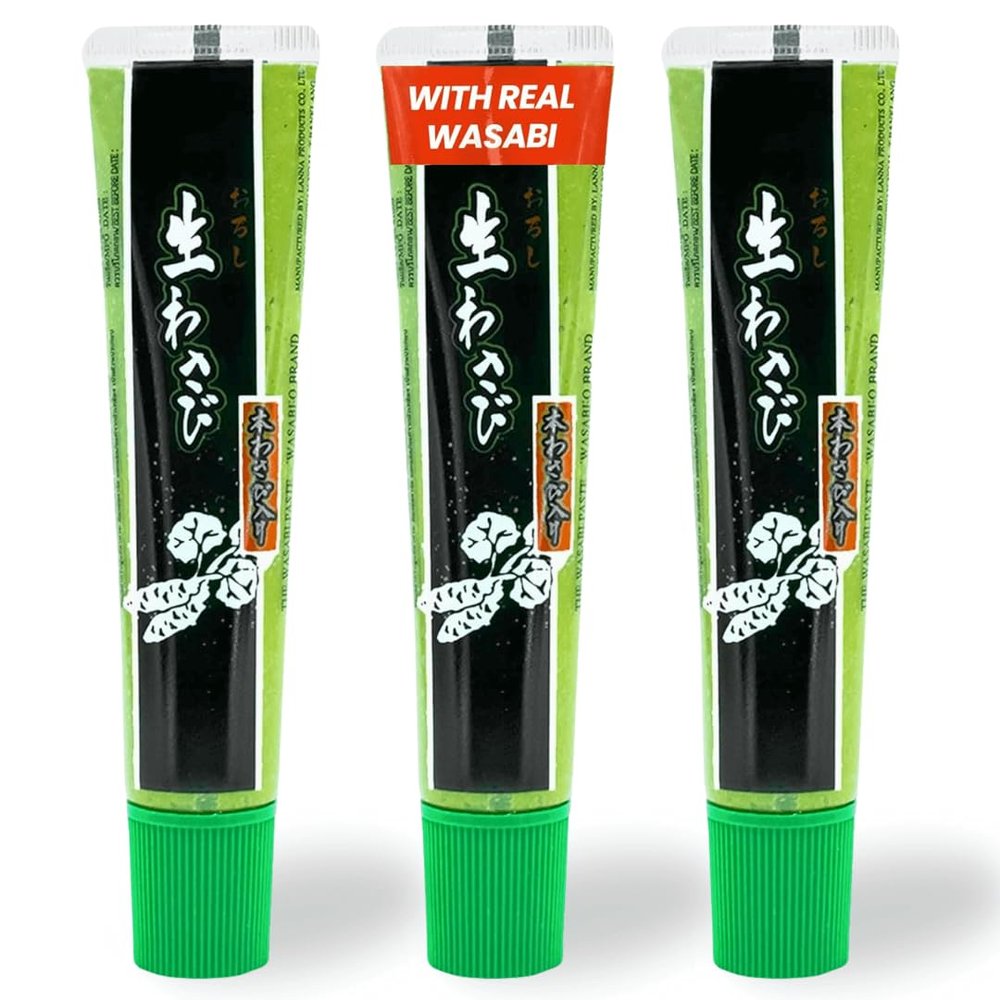 Wasabi-O Real Wasabi Paste - Authentic Japanese Wasabi Paste for Sushi & Dishes - Spicy, Fresh & Bold Flavour - Perfect for Sushi Rice, Japanese Snacks - All-Natural Ingredients, 3 x 43g