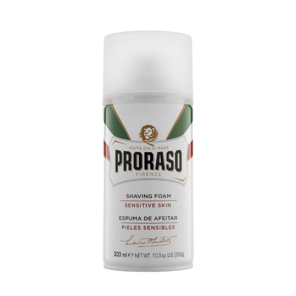 Proraso Shaving Foam, 300ml, Sensitive Shaving Foam Protects Skin and Prevents Irritation with Oat and Green Tea Extracts, Made in Italy, White
