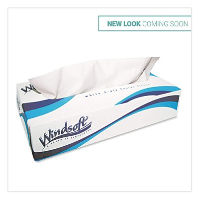 Facial Tissue In Pop-Up Box, 2-Ply, White, 100/Box by Windsoft
