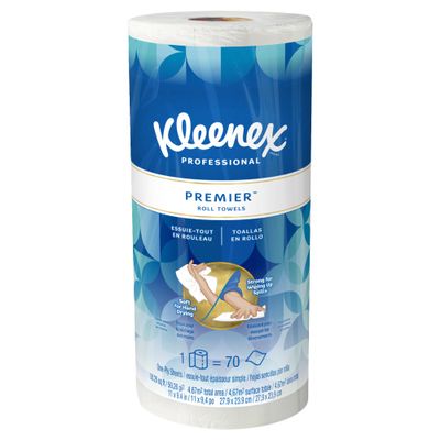 Kleenex Towels Premier Kitchen Paper Towels (13964), Cloth-Like Softness, Perforated, 24 Rolls/Case, 70 Kleenex Paper Towels/Roll