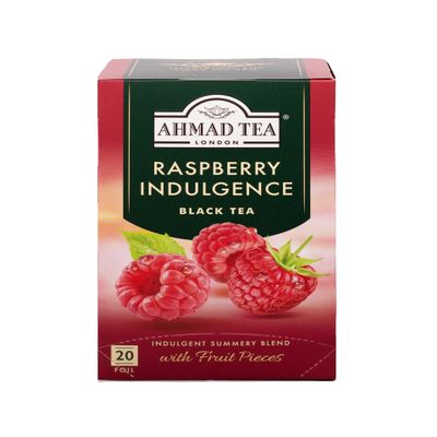 Ahmad Tea Fruit Black Tea | Raspberry Indulgence Fruit Black Tea | 20 Teabag Sachets | 1 Pack