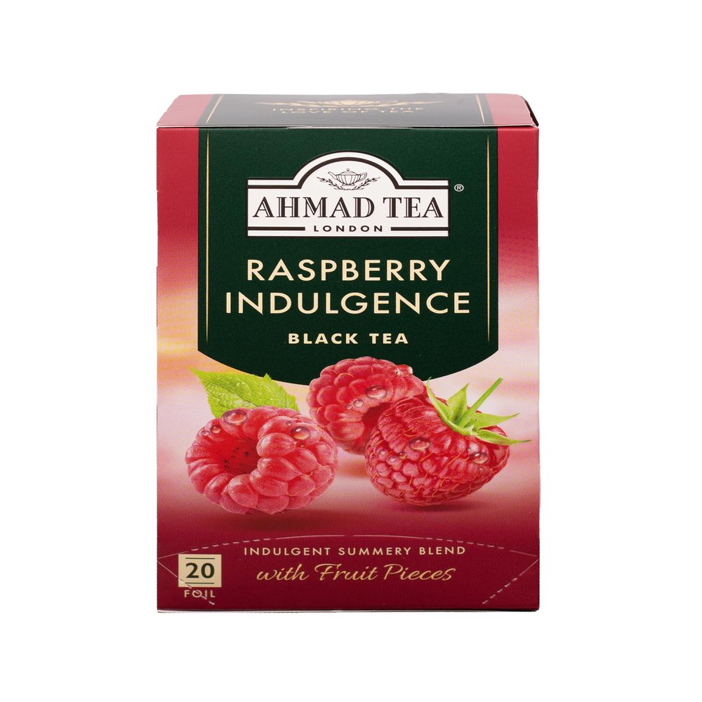 Ahmad Tea Fruit Black Tea | Raspberry Indulgence Fruit Black Tea | 20 Teabag Sachets | 1 Pack