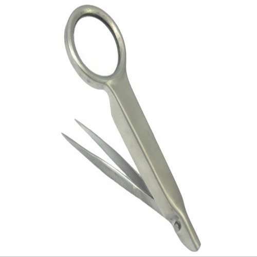 Ashiq Instrumente Germany Tweezers with Magnifier 9 cm Straight Length Stainless Steel