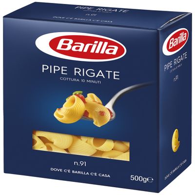 Barilla - Pipe Rigate, Durum Wheat Semolina Pasta, n.91-500 g