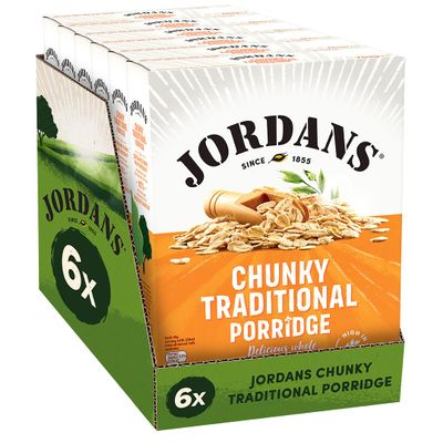 JORDANS, Chunky Traditional Oat Porridge Breakfast Vegetarian 750g (Pack of 6)