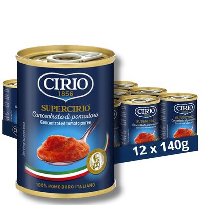 CIRIO Supercirio, Double Concentrated Tomato Pure, Tomato Paste, Italian, Tinned, Canned, 140g (Pack of 12)