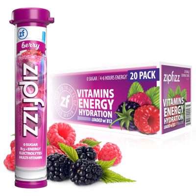 Zipfizz Healthy Energy Mix, Berry, 20 Tubes, 11 g Each