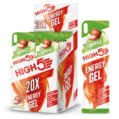 HIGH5 Energy Gels for Running - Glucose Gel for Fast & Sustained Energy - Natural Fruit Juice, No Caffeine - On-the-Go Fuel for Runners, Cyclists & Endurance Athletes, Hiking Food (Apple, 20 x 40g)