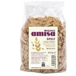 THREE PACKS of Amisa Organic Crispy Spelt Flakes 250g