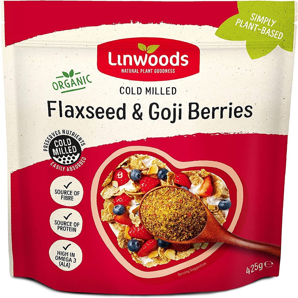 THREE PACKS of Linwoods Org Milled Flaxseed & Goji Mix 425g