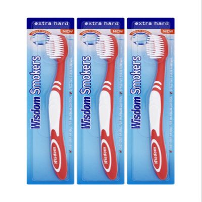3 x Wisdom Smokers Extra Hard Brush Toothbrush (Previously Addis) Wisdom