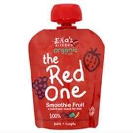 THREE PACKS of EllaS Kitchen - Organic Smoothies The Red One Fruit Smoothie 90g x 12