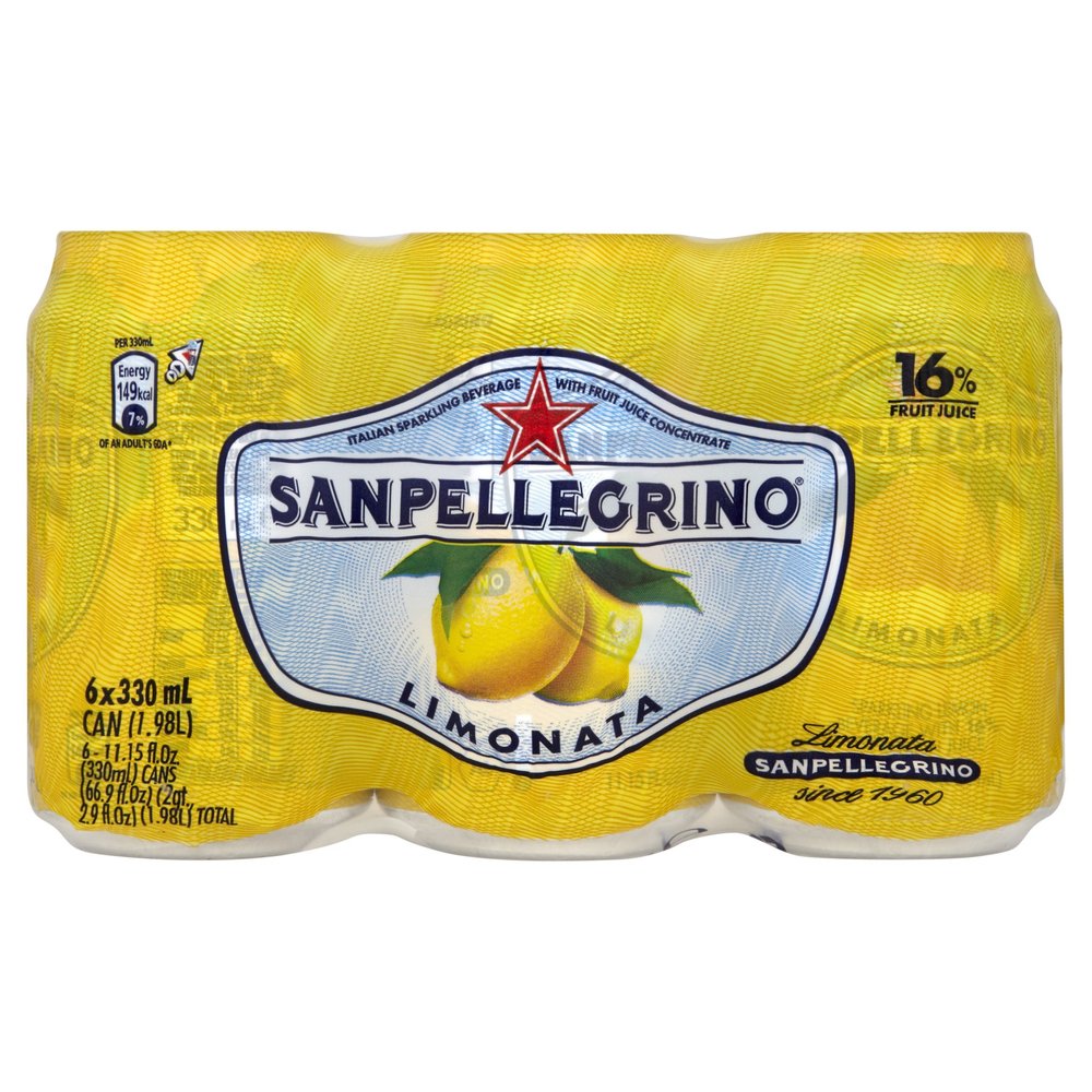 Sanpellegrino Limonata Cans 6 x 33 cl (Pack of 4, Total 24)