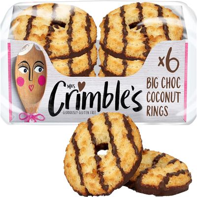 Mrs Crimble's Gluten Free Large Choc Coconut Rings, Premium Quality & Certified Free From Gluten, Wheat Free & Vegetarian Friendly, 12 Packs of 6 (6 x 200g Multi Pack)