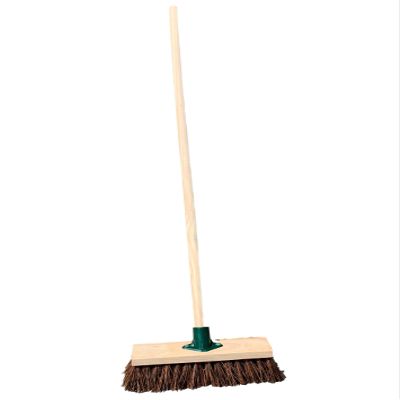 10" Stiff Sweeping Yard Brush, Natural Hard Broom Stiff Brush with Handle