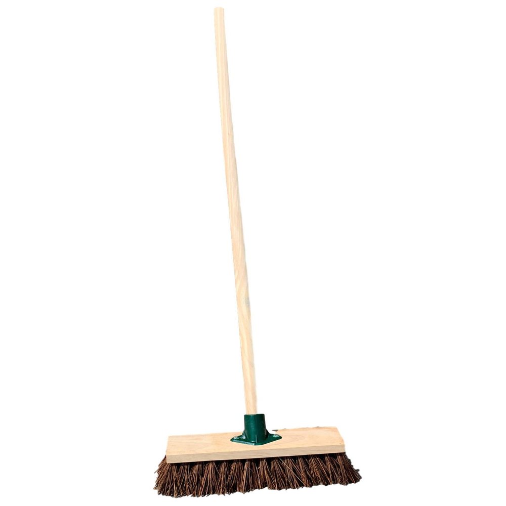 10" Stiff Sweeping Yard Brush, Natural Hard Broom Stiff Brush with Handle