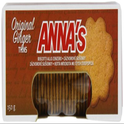 Annas Thins Ginger Biscuits 150 g (Pack of 6)