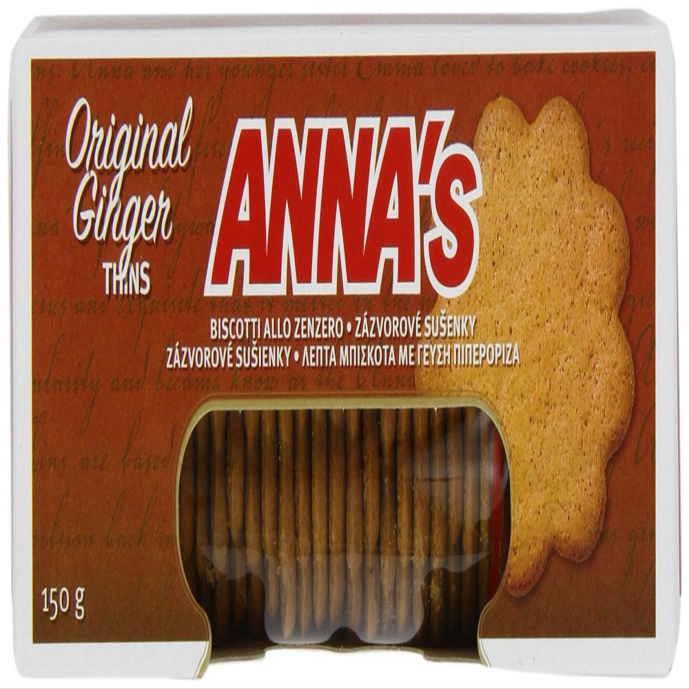 Annas Thins Ginger Biscuits 150 g (Pack of 6)