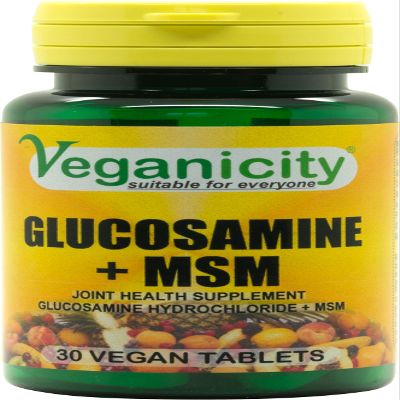 Veganicity Glucosamine HCL + MSM : Joint Health Combination : 30 Tablets, in a Planet-Friendly 99% Recycled Pot