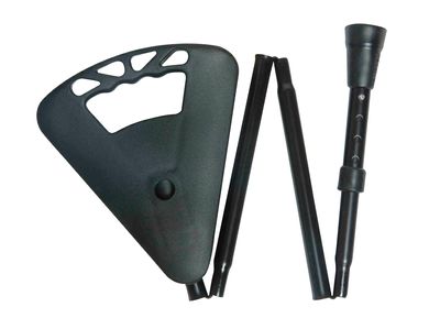 Folding Flipstick Walking Seat Stick - Height Adjustable Flip Stick in Black