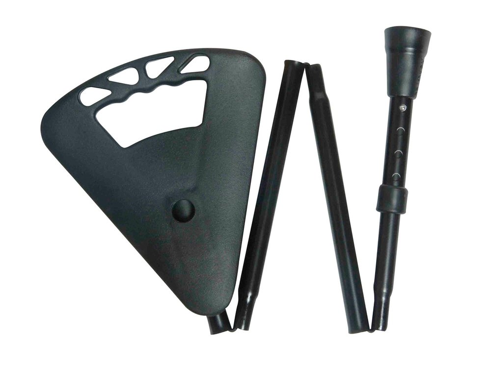 Folding Flipstick Walking Seat Stick - Height Adjustable Flip Stick in Black