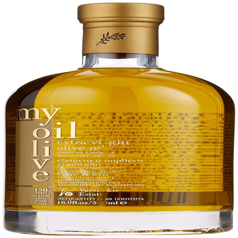 My Olive Oil  Cretan Extra Virgin Olive Oil by Vassilakis Estate  100% Greek Cold-Pressed EVOO in Premium Glass Bottle  500ml