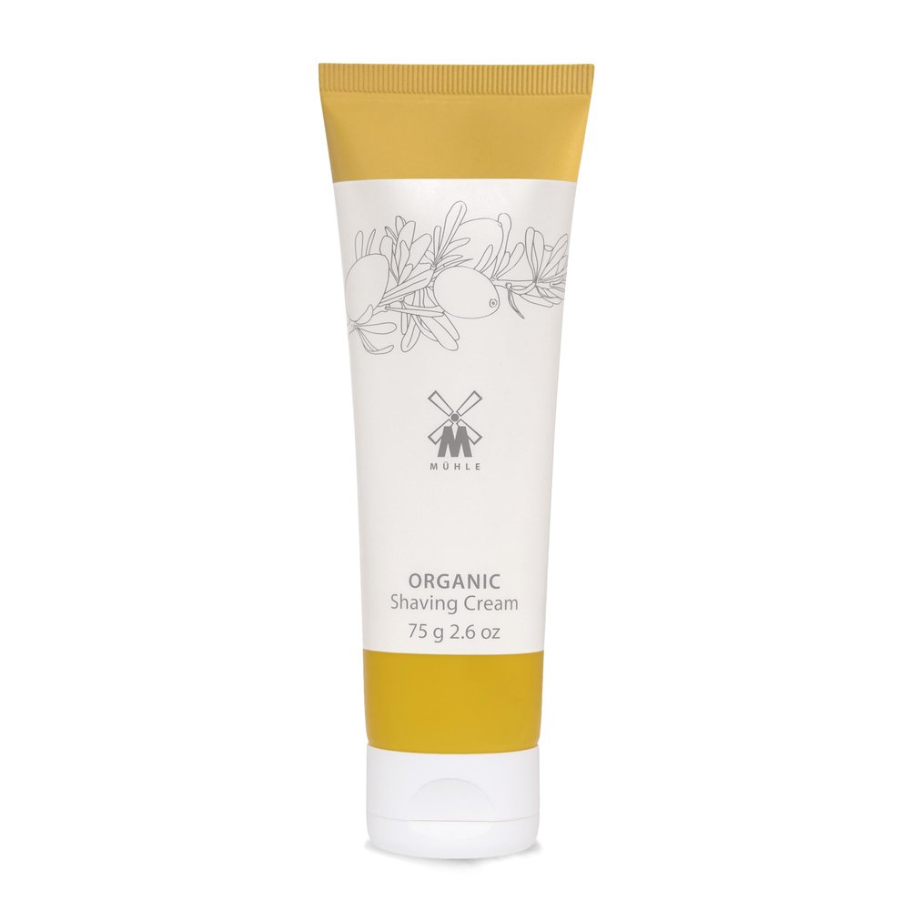 MHLE Organic Shaving Cream - creamy, nourishing lather with organic argan oil - vegan natural cosmetics - 75 ml