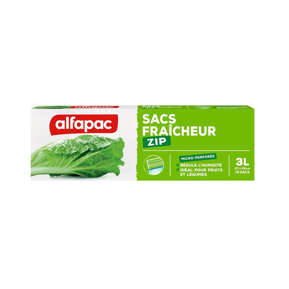 Alfapac SF 1 Food Storage Bags Micro-Perforated 27 x 28 cm 3 Rolls of 15 Bags Each